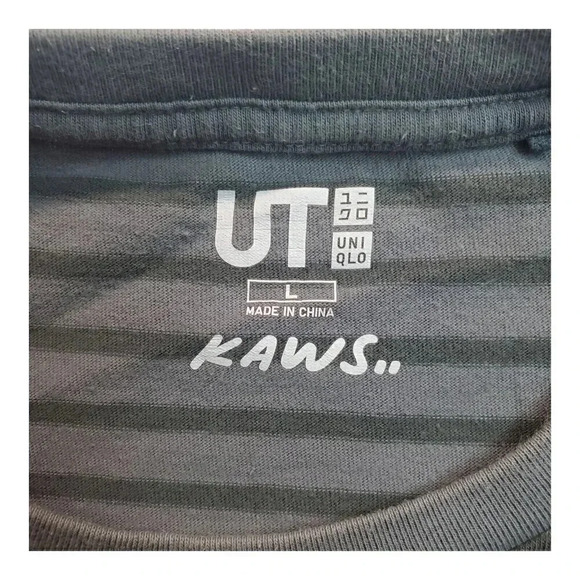 UNIQLO UT KAWS Striped T Shirt Short Sleeve Graphic Tee Mens Size L - Picture 3 of 10